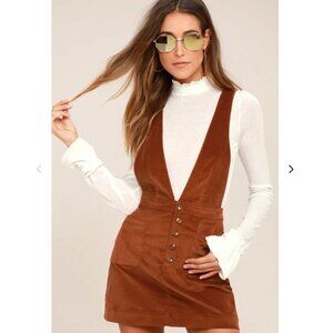 FREE PEOPLE Old School Love Rust Orange Corduroy Pinafore Dress 8